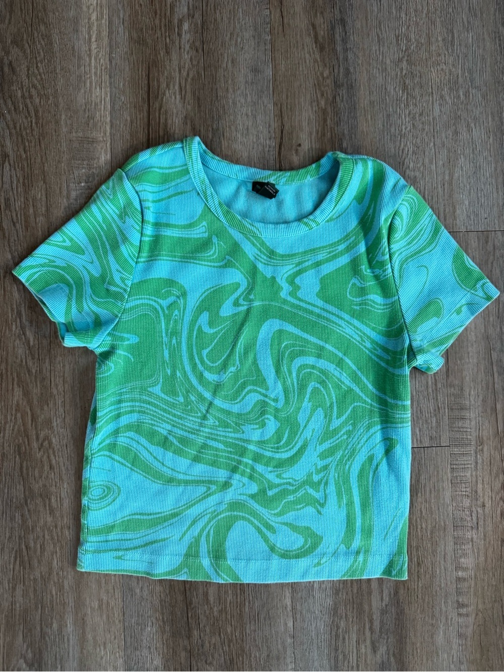 wild fable Aqua & Lime Ribbed Neck Tee